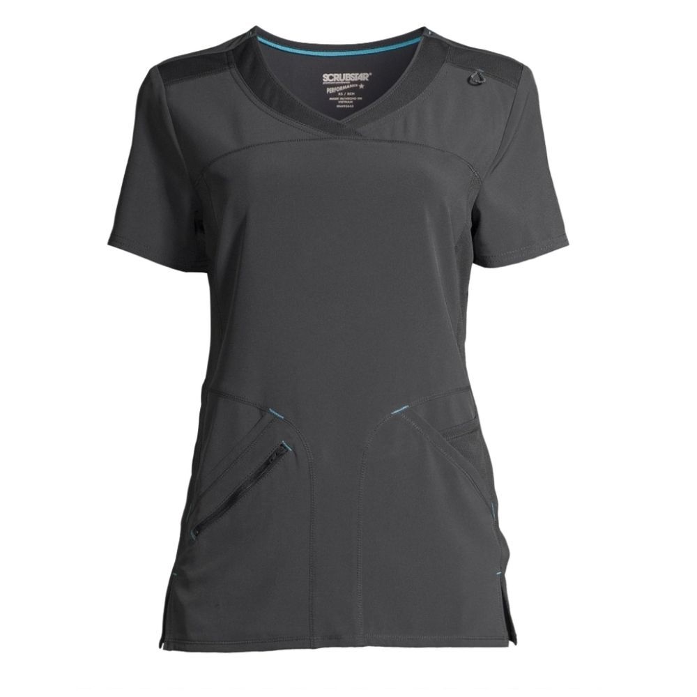 Scrubstar Antimicrobial Premium Performance Tonal Contrast V-Neck Scrub Top, M